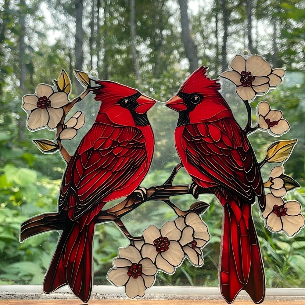 Suncatcher Acrylic Cardinal Bird Memorial Gift New 7.5” Home Cottage Decor
